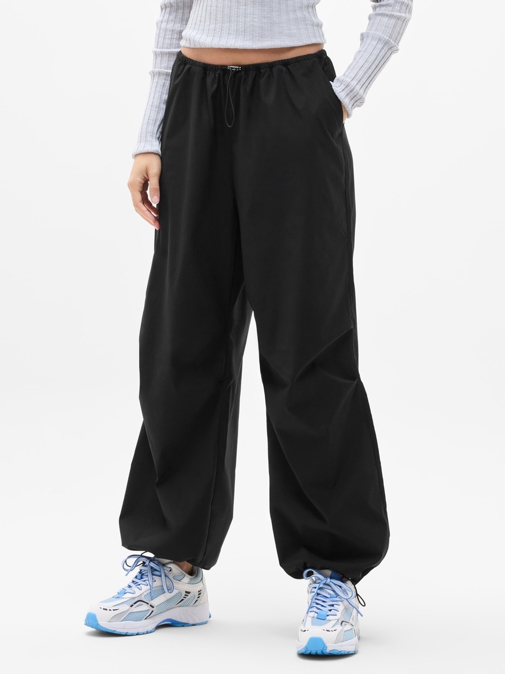 Athleta Midday Poplin Pant Black Wide-Leg Drawstring Pants Large